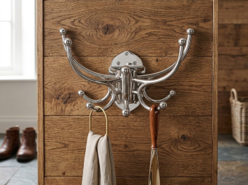 Coat Rack with Movable Hooks – Nickel-Plated Aluminium – 5 Double Hooks