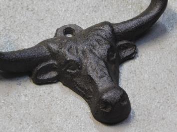 Coat stand Cow - two hooks - cast iron - dark brown