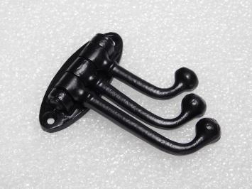Swiveling Coat Hook (3-Hook) – Black Iron – Movable Wall Hook