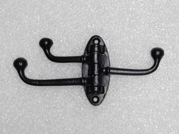 Swiveling Coat Hook (3-Hook) – Black Iron – Movable Wall Hook