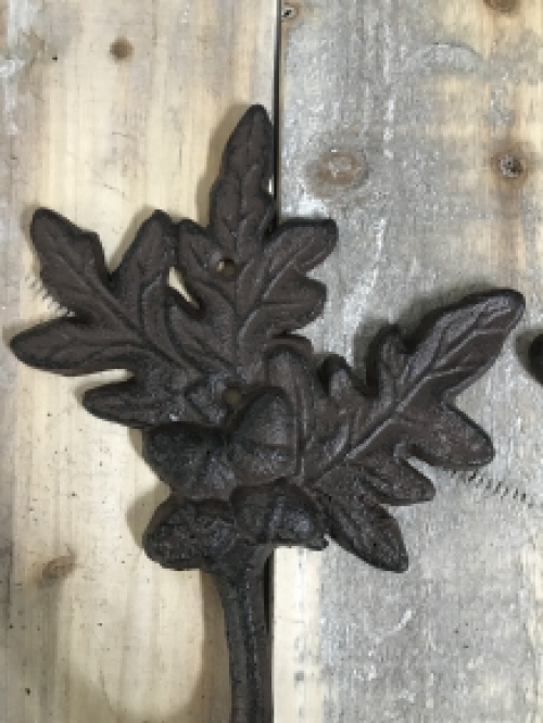 Coat hook in set, cast iron coat rack in antique brown as (2x) oak and maple