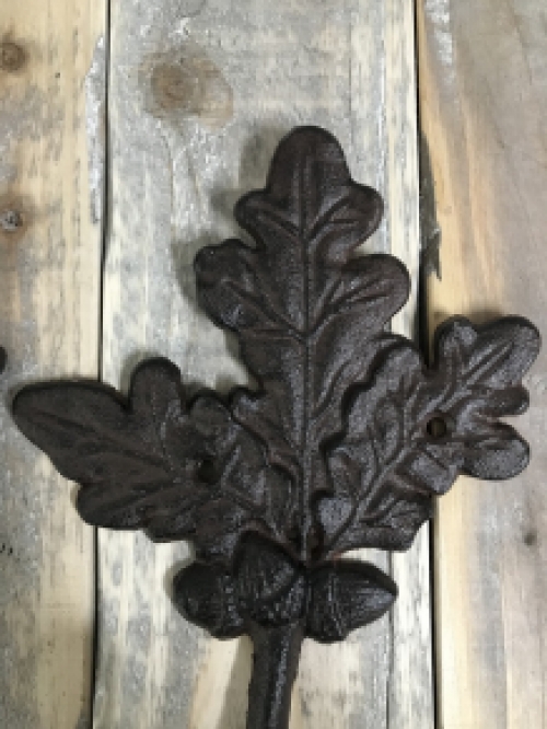 Coat hook in set, cast iron coat rack in antique brown as (2x) oak and maple