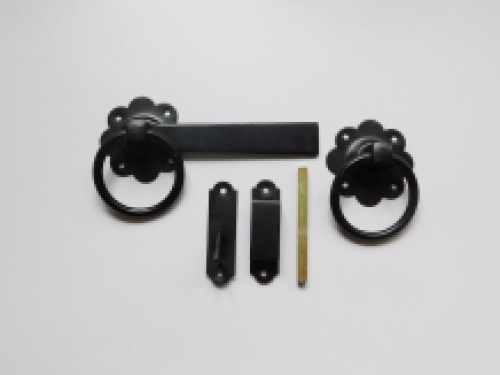 Gate lock with ring clasp round - 150mm - black