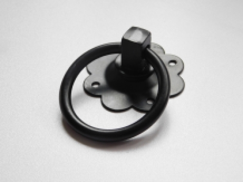 Gate lock with ring clasp round - 150mm - black