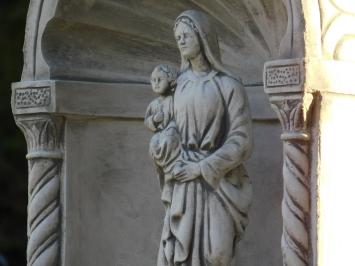 Klassische Kapelle mit Madonna und Kind – 65 cm – Grau/Weiß – Stein