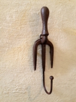 2 wall hooks - for garden tools, cast iron