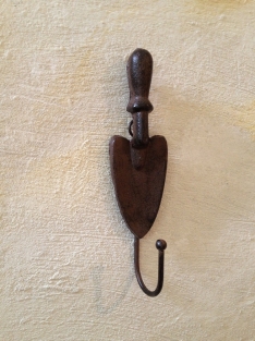 2 wall hooks - for garden tools, cast iron