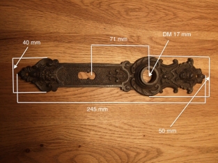 1 Long plate ''Angel'', cast iron brown, bb72 room door lock suitable.