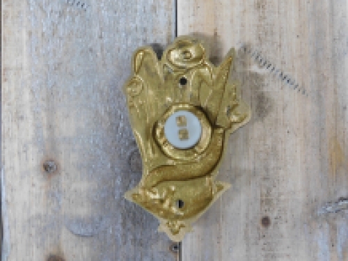 Bell Art Nouveau push button - made of antique brass, door bell