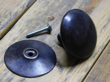 Knopf mit Rosette – 50 mm – Antikmessing – Hohlknopf