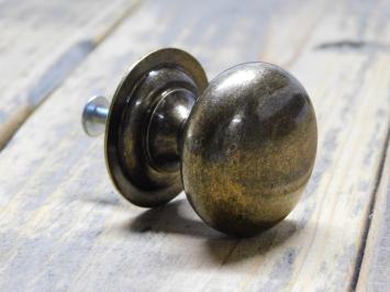 Knob with Fixed Rosette - 38 mm - Antique Brass - Solid
