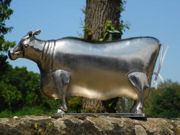 Statue Cow - metal - chrome colour