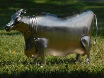 Statue Cow - metal - chrome colour