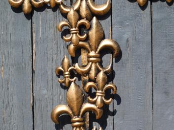 Großes Kreuz mit französischen Lilien - Metall - Schwarz mit Bronze - Wandornament