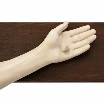 Antiek kruisbeeld INRI met Jezus – monumentaal wandbeeld – 300 cm
