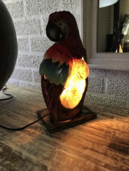 A metal lamp in the shape of a parrot, very beautiful!