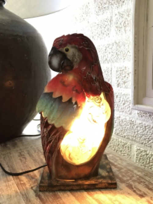 A metal lamp in the shape of a parrot, very beautiful!