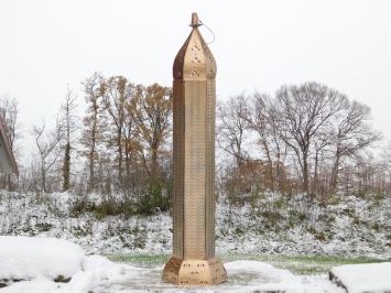 Große Metalllaterne mit Glas | Stehend oder hängend | Goldfarben | 110 cm hoch