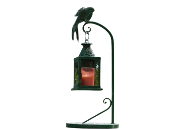 Metal Lantern with Stand and Bird – 60 cm - Retro Outdoor Lantern