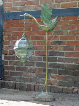 Metal Lantern XL with Swan on Stand – 102 cm - Vintage Lantern