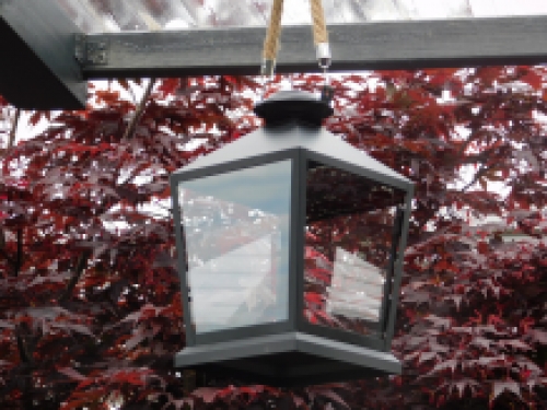 Lantern with rope - black