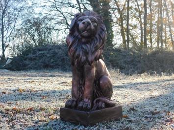 Seated lion - polystone - right looking - copper look