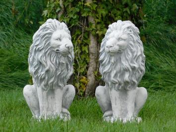 Steinlöwen-Set - links und rechts - Gartenstatuen