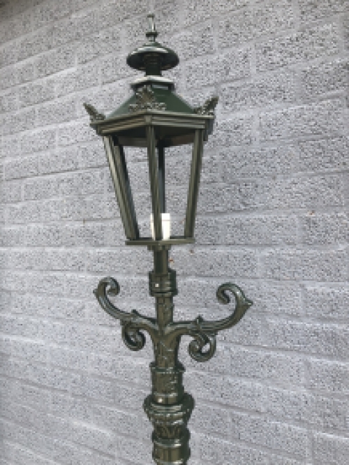 Buitenlamp, lantaarn met keramische fitting en glas, gegoten aluminium, 215 cm-groen