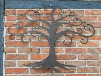 Wandornament Levensboom - ca. 78 × 92 cm - Metaal - Bruin