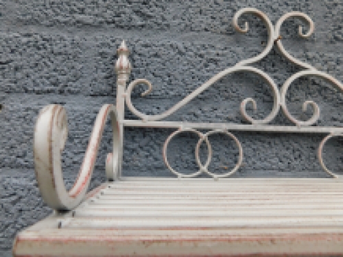 Wrought iron wall rack in antique cream color