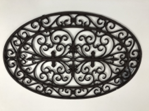 Doormat, cast iron, oval antique brown
