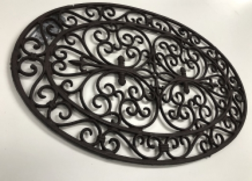 Doormat, cast iron, oval antique brown