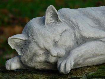 Statue Reclining Puss - Stone - for indoor and outdoor use