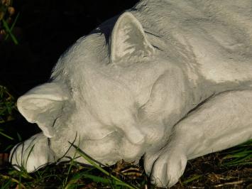 Statue Liegender Kater - Stein - für innen und außen