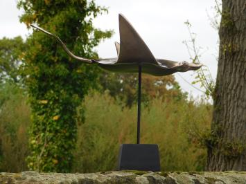 Sculpture Manta Ray Rog - Alu - on Black Alu Base