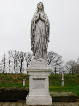 Groot Maria Beeld op Sokkel - 190 cm - Volledig Steen