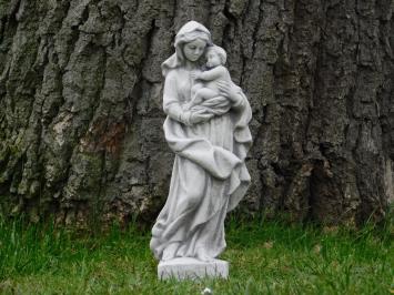 Statue of Mary with Child - Solid Stone - White with Grey