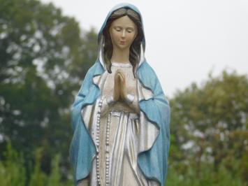 Statue Maria mit Rosenkranz - Polystone - In Farbe