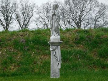 Mary on Pedestal with Greek Monogram - 160 cm - Stone