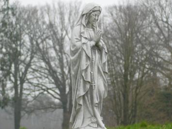 Mary on Pedestal with Greek Monogram - 160 cm - Stone