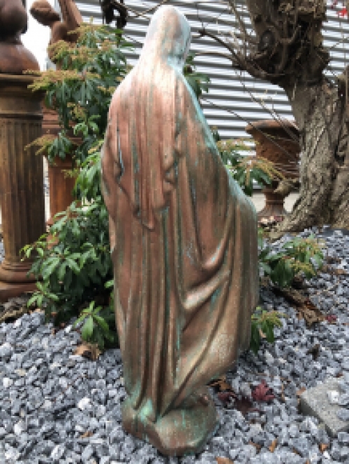 Beautiful statue of Mary with a stone-copper finish