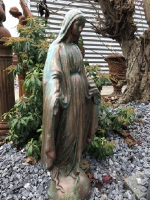 Beautiful statue of Mary with a stone-copper finish