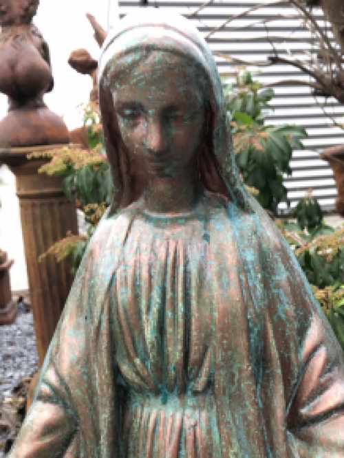 Beautiful statue of Mary with a stone-copper finish