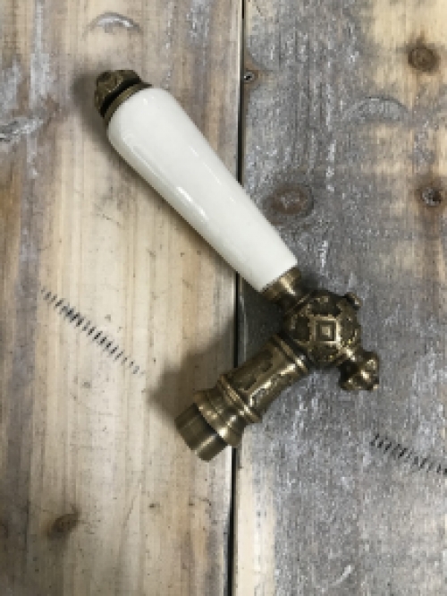 1 door handle brass with porcelain grip including mandrel