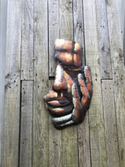 A beautiful wall ornament made of metal, ''face of man'', very decorative, super beautiful work of art!