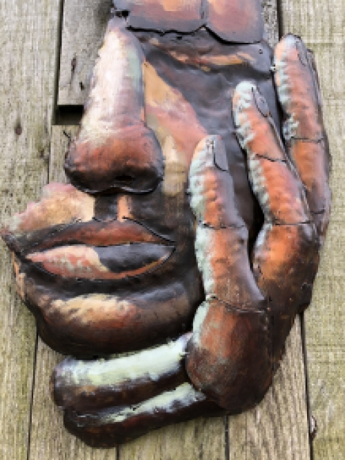 A beautiful wall ornament made of metal, ''face of man'', very decorative, super beautiful work of art!