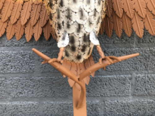 Owl on Branch - Brown - Metal