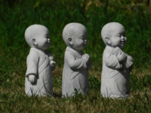 Set of 3 Monks - solid stone - statues