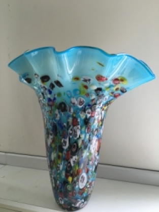 Millefiori vaas, groot en prachtig in kleur!!