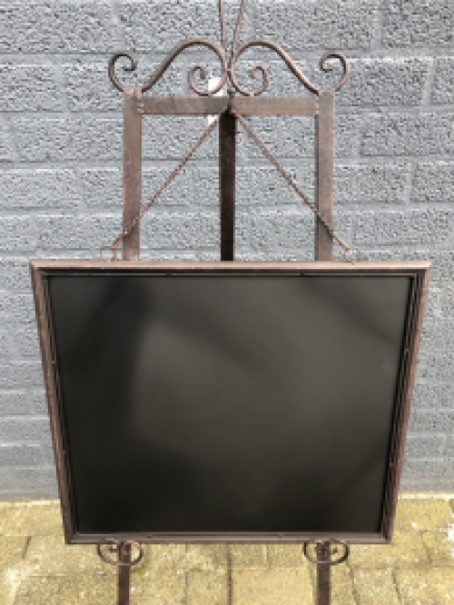 Advertising advertising sign metal on stand with blackboard flat, wrought iron